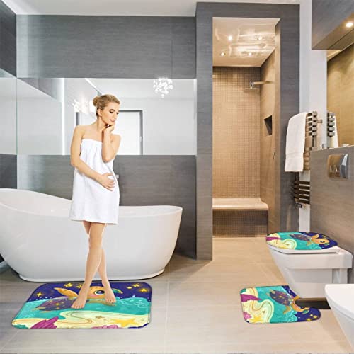 Badematten Set 3D 40x60 Schildkröte Karikatur absorbierend 3-teiliges Flanell-Badezimmerteppich-Set maschinenwaschbare… – Bild 6