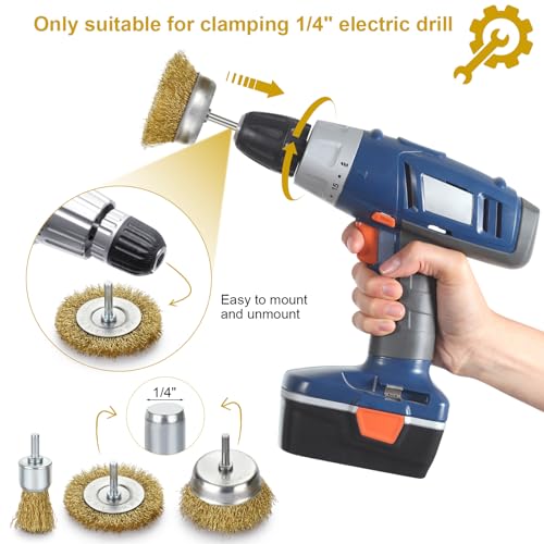 Palawaik WIRE BRUSH FOR DRILL RUST REMOVAL Wire Wheel For Drill - 24 Pack Brass Wire Wheel Cup Brush And End Brush Set thumb #3