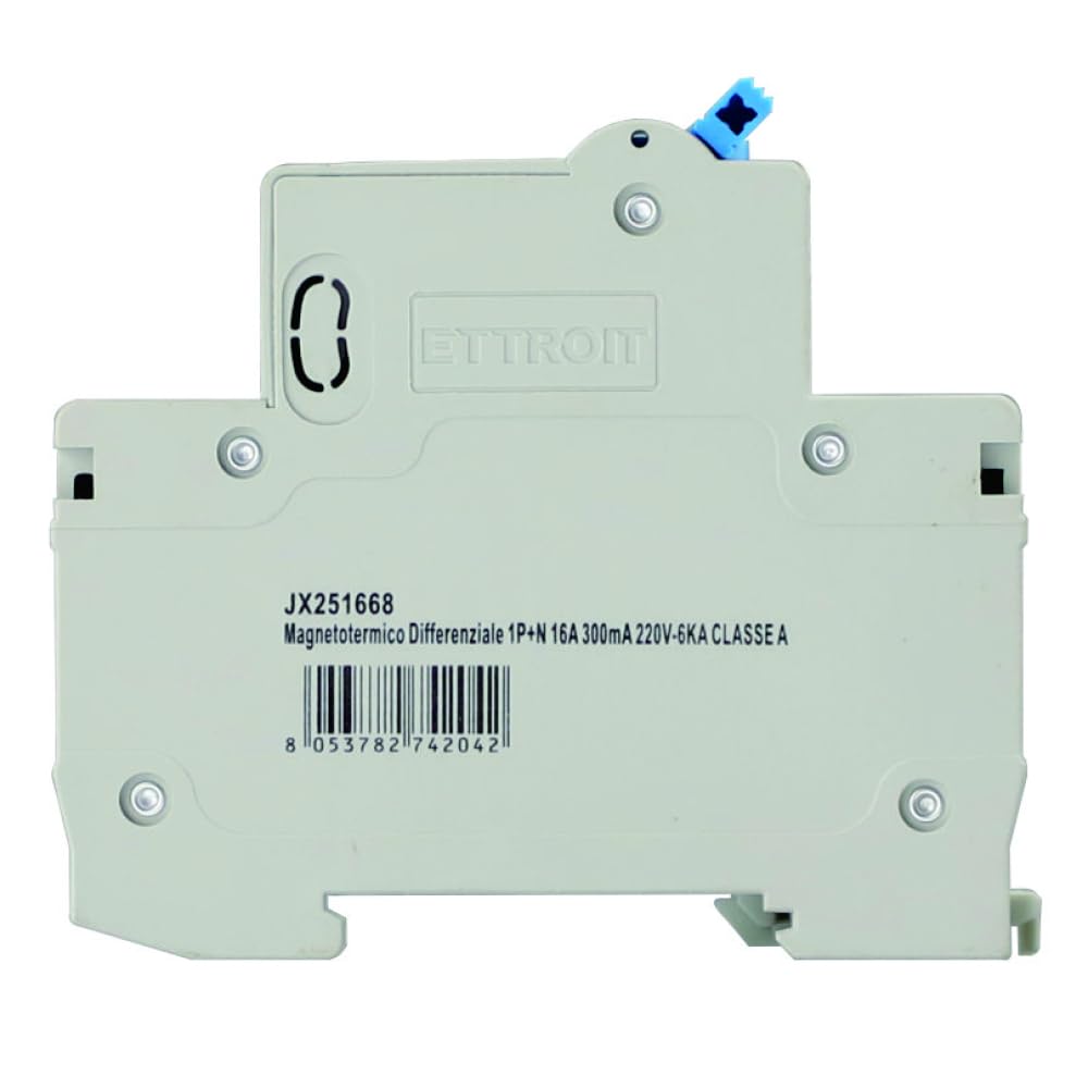 230 V 16 A C16, różnicowy wyłącznik czasochłonny, 1P + N, montaż na szynie DIN, 2 moduły, 300 mA, 6KA 6000A, RCBO, 240 VAC, klasa A