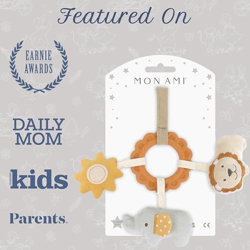 Image of MON AMI Safari and Friends Teether Ring - 10.5 inch Soft Silicone Teething Ring, Plush Toy for Infants, Baby Teething Relief, BPA-Free, Easy-Grip, Comforting Teething Toy for Babies, Perfect for Sore Gums