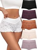ALL OF SHE 5er Pack Unterwäsche Frauen Unterhosen Damen Große Größen Sexy Pantys Spitze Atmungsaktive Boxershorts Damen Panties Hipster Stretch-Baumwolle Bund Dessous Mehrpack M