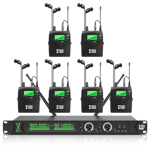 XTUGA RW2090 in Ear Monitor System, Wireless IEM Monitoring with 6 Bodypacks,Mono 2 * 100...
