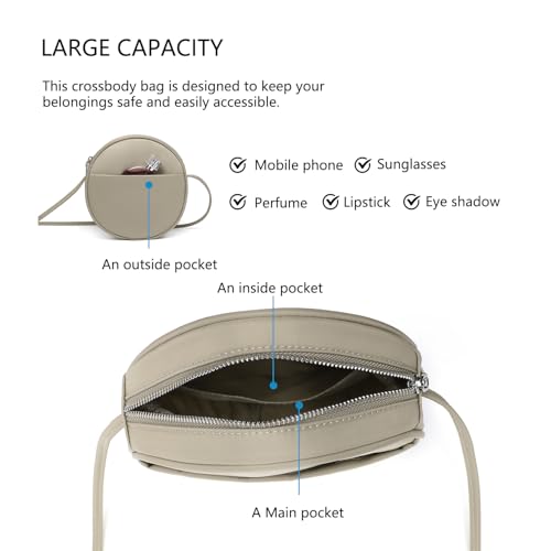 Image of Circle Crossbody Bag for Women NYLON Circle Purse with Zipper Adjustable Knot Shoulder Straps