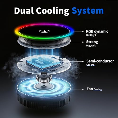 Image of Magnetic Phone Holders for Your Car, Magsafe Cooling Car Mount Charger, Vent & Dashboard Cell Phone Mount, 15W Wireless Fast Charging for iPhone & Android, 360 & Hands Free, Summer Car Accessories
