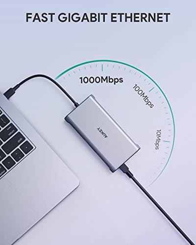 AUKEY USB C Hub 10 em 1 adaptador tipo C com Ethernet, 4K HDMI, VGA, 2 USB 3.0, 2 USB 2.0, 100 W PD,