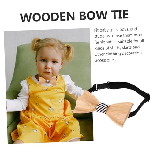 Children's 3D Wooden Bow Tie Set Pre-tied Formal Tuxedo Accessory for Boys and Girls for Parties and Special Occasions3