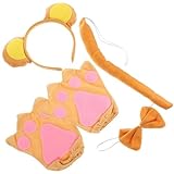 Yardwe Affenkostüm Set mit Weichem PP Baumwoll Stirnband Handschuhen Schwanz und Fliege Lustiges Tierkostüm Zubehör für Dschungel Verkleidung und Kinderaufführungen