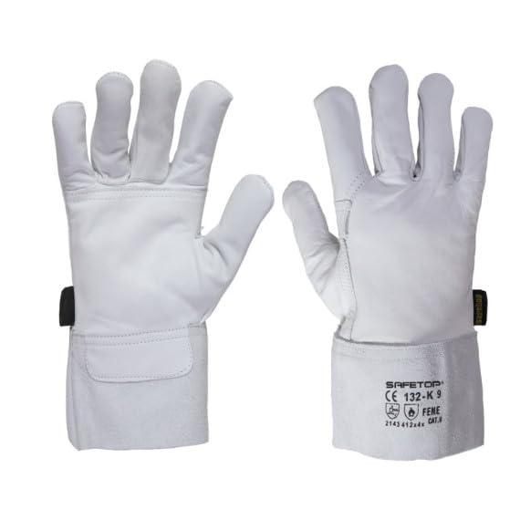 Safetop G132K-9 - Fene. guante soldar tig piel flor cordero blanca 30cm t-9