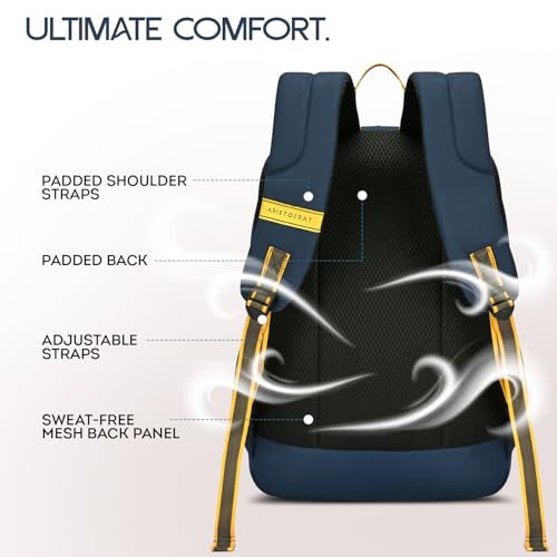Image of Aristocrat Lava 17 Inch Compatible Laptop Backpack 25L | Premium Durable Fabric | 2 Compartments with Side Bottle Pocket | Padded Backpanel | Office & Travel Backpack for Men & Women