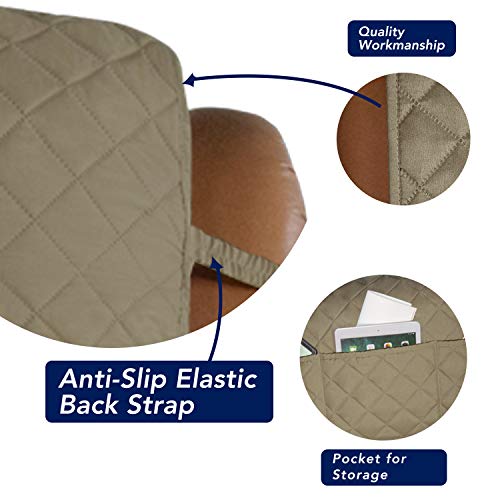 Image of PureFit Reversible Quilted Sofa Cover, Water Resistant Slipcover Furniture Protector, Washable Couch Cover with Non Slip and Elastic Straps for Kids, Dogs, Pets (Oversized Recliner, Beige /Beige)
