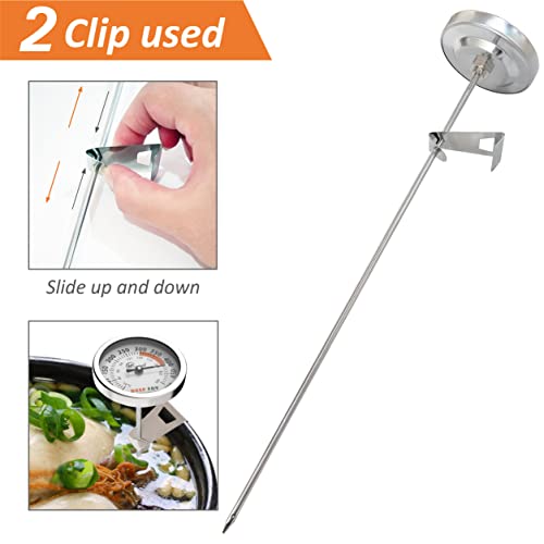 Kt Thermo Deep Fry Candy Thermometer With Stainless Steel 2.5 Inch Dial Thermometer And 12" Probe Meat Cooking Thermometer,Best For Turkey,Bbq,Grill (White Dial) #TOP5