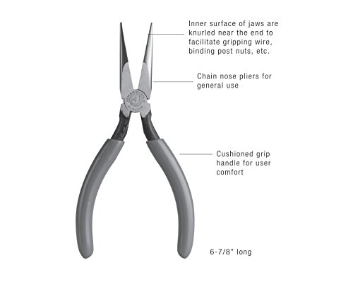 Jonard Blongnose Long Chain Nose B Type Plier With Orange Plastic Handle, 6-5/8" Length #TOP1