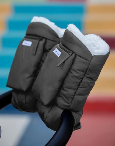 7AM Enfant Stroller Warmmuffs Gloves - Anti-Freeze Stroller Mittens for Handlebars, Water Repellent Hand Warmer Muff for Cold Weather, Plush Lined Stroller Warmmuffs | Winter Stroller Accessories - 1