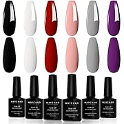 MAYCHAO Sparkle Platinum Glitter Gel Nail Polish Set of 6 Colors Shiny Burgundy Silver Pink Gold Gel Polish Kit UV LED Soak Off Nail Polish Home DIY Christmas Manicure