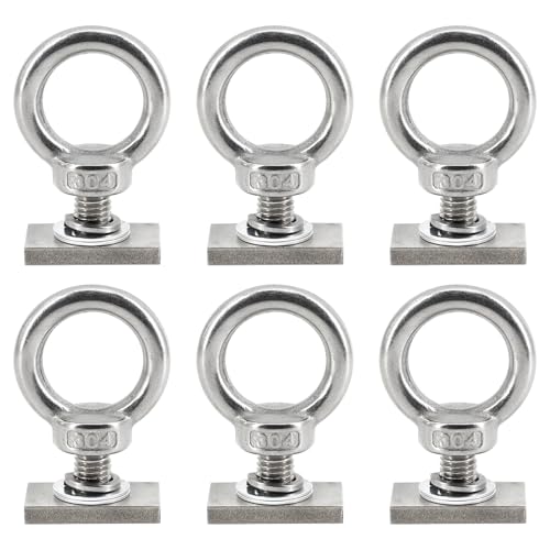 Image of 6pcs T Track Mount Tie Down Anchor Kit M10 for Roof Rack 304 Stainless Steel with Nuts & Lifting Eye Bolts for 4WD Awnings & Accessories