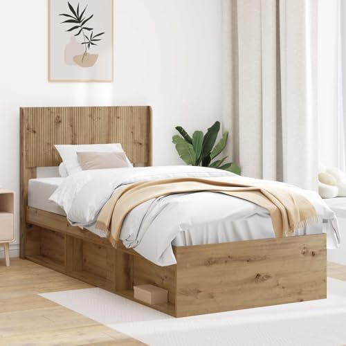 mzdioop Cabecero de madera de roble Artisan, 105 x 7 x 100 cm, resistente con diseño de listones verticales, fácil de montar en el marco de la cama, elegante respaldo para dormitorio y cama de