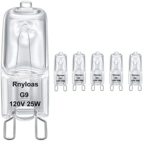 G9 Bulb, 5 Pack G9 Halogen Bulb 25 Watt Premium Quality, High Output 250LM G9 Light Bulb 2800K Warm White, G9 Dimmable, G9 Base Bulb T4 Type JCD G9 Halogen 25 Watt for Chandeliers, Cabinet Lights