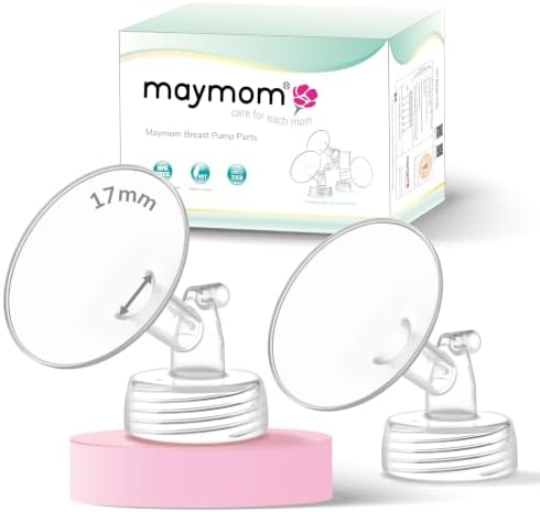 2X 17 mm Maymom Wide Neck Pump Parts for Spectra S1/S2 Pumps; Incl Wide Mouth Flanges; Not Original Spectra Flange; Replaces Spectra Shield (Small Spectra Flange) (17 mm Two Flanges)