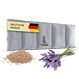 Vybelle® Körnerkissen (51x17cm) 5-Kammer Wärmekissen Mikrowelle [mit wohltuenden Lavendelblüten] Dinkelkissen mit abnehmbarem Bezug aus atmungsaktiven Leinen - Entspannung Nacken Schulter