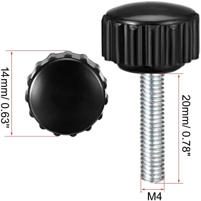 MACHSWON Knurled Clamping Knobs Saw Drill Press Lathe and Routing Jigs Packaging Machinery Printing Equipment Hand Clamping Handle Bolt Hand Knob Screw Replacement Parts M4 x 20mm 2pcs - Image 3