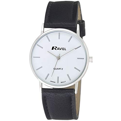 Ravel - Reloj Clásico Unisex para Diario - Tono Plateado/Negro/Indice Mínimo Cover