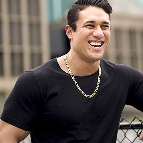 LIFETIME JEWELRY 9mm Figaro Chain Necklace 24k Real Gold Plated for Men and Women3