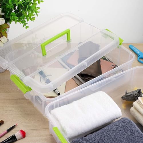 Image of Golden bird plastic boxes for Storage transparent, Space Saving Organiser with Lid Portable & Stackable for Jewelry, Beads, Crochet, Sewing, Scrapbooking DIY Craft (2 tier, Red)