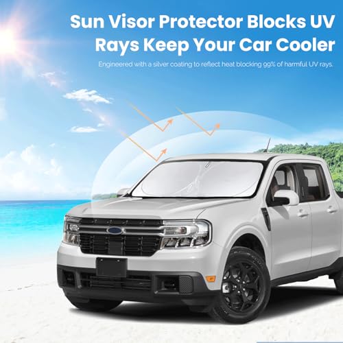 Sunshade for Maverick Windshield Sun Shade Custom-fit for 2020-2025 2026 Ford Maverick XLT, Limited, Platinum Accessories Foldable Window Shield Windshield Cover Sun Visor Protector Block UV