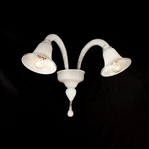 Napoli applique in vetro di Murano 2 luci bianca