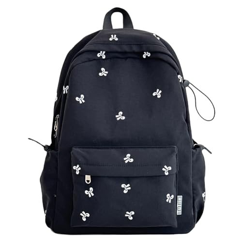 Bowknot Backpack Adjustable Strap Bookbags for Girl Women Travel (Black)