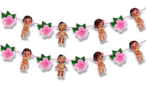 Image of BBY Mna Garland Decoration - Tropical Island Theme Birthday Party Supplies - Colorful Hawaiian Luau Garland for Birthday, Baby Shower, Family Celebration, School Events, and Cartoon Inspired Decor