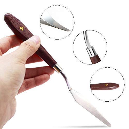 5 Pieces Painting Knives, Stainless Steel Palette Knife Set with Acrylic Wooden Handle, Painting Scraper Spatula Knife Tools Accessories for Oil Paint Canvas - Thumbnail 5