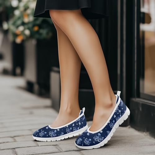 Women's Slip On Shoes Mesh Walking Flats Shoes Comfort Lightweight Casual Sneakers for Travel Date & Party White Sole Size 6-114