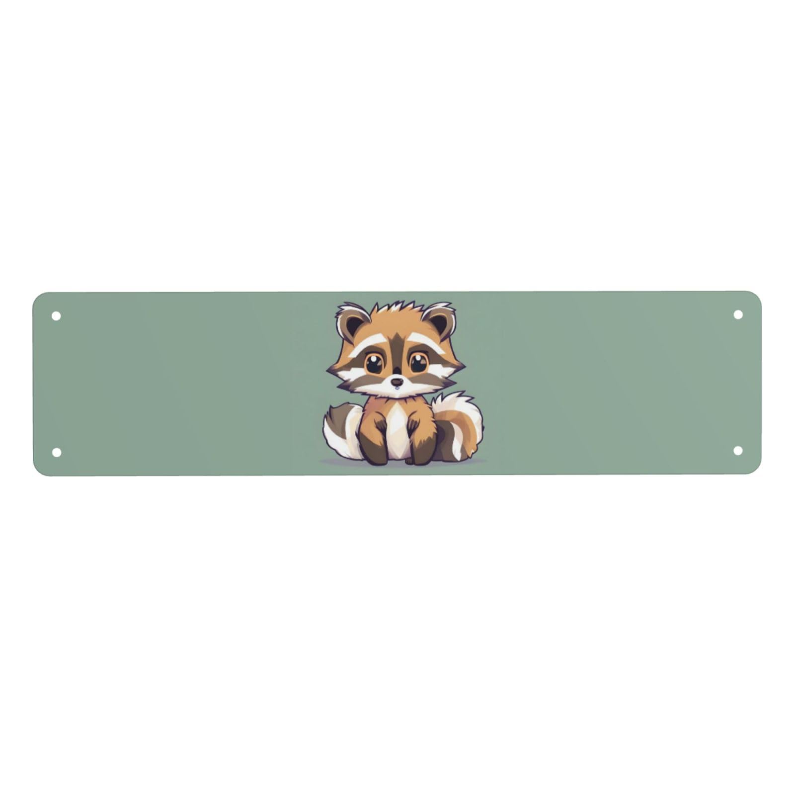 Vintage Metal Tin Signs Retro Garage Signs Stylish Wall Art Plaques for Home Decor Unique Poster 4x16 Inch Cartoon cute raccoon Metal Sign Outdoor Wall Decorations Gifts