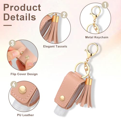 Mozeat Lens 2 peças pequeno desinfetante para as mãos chaveiro portátil de couro desinfetante para a