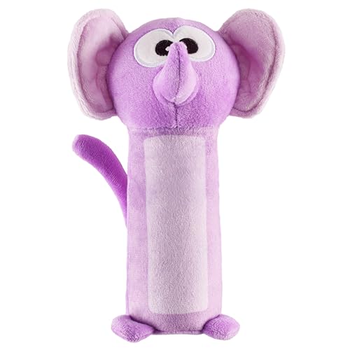 Outward Hound Bottle Bros Elephant Dog Toy 7.9 Inch Plush Squeaky & Crackle Toy for Dogs Interactive Fetch & Engaging Solo Play Small Purple
