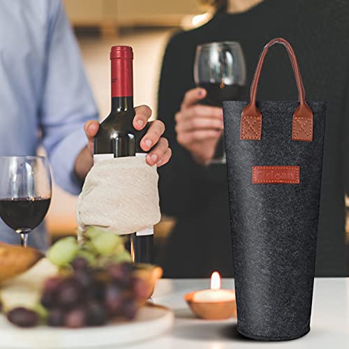 4 Pack - Single Felt Bottle Wine Tote, 1 Bottle Wine Carrier Bag Padded Wine Perfect Wine Lover's or Wedding Gift