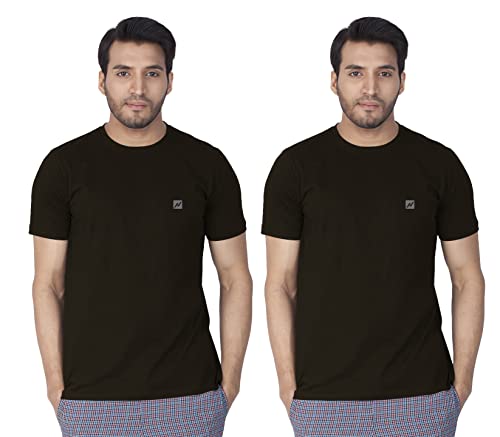 Image of Lux Nitro Pack of 2 Men's Round Neck Solid Tshirt Black