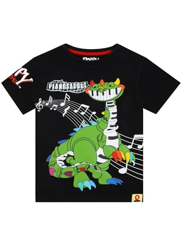 Poppy Playtime Dino Shirt Als Jungen Tshirt Cooles T Shirt Jungen T-Shirt Kinder Aus Baumwolle Mit Pianosaurus Schwarz 134