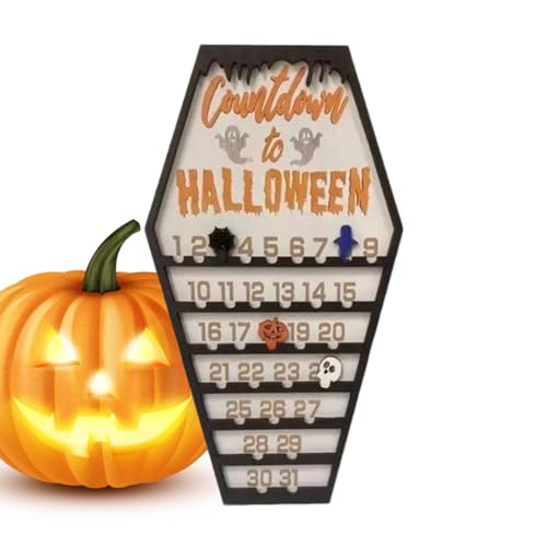 Cartello per Il Conto Alla Rovescia Di Halloween - Ornamento Da Tavolo in Legno, Espositore Festivo, Centrotavola Decorativo, Arredamento Riutilizzabile per Il Conto Alla Rovescia | Decorazione Creati