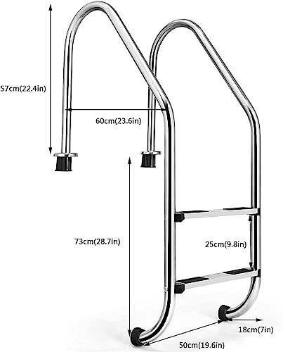 Escalera para piscina de 2 peldaños de acero inoxidable 304 miniatura 7