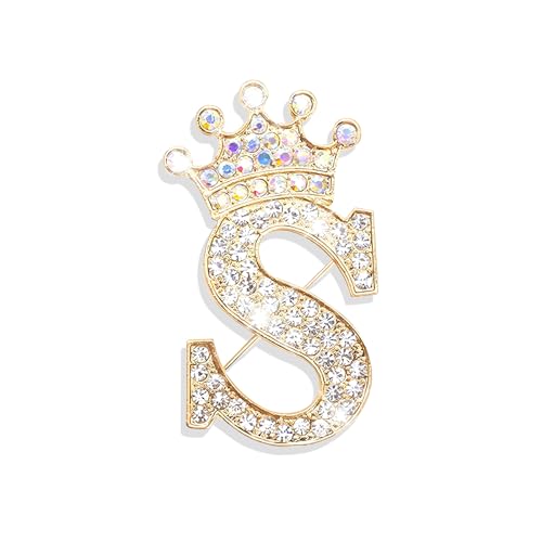 Image of Brooches and Pins for Women A-Z Letter Rhinestone Brooch Pin Jewelry Gifts