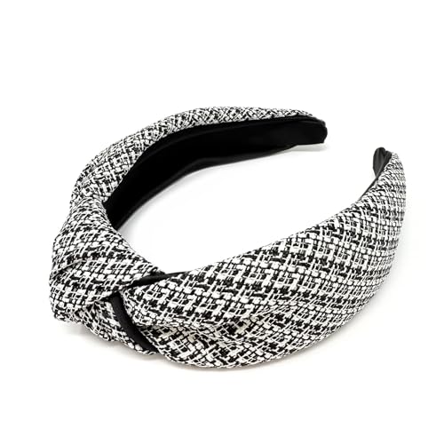 allydrew Wide Knotted Headbands, Top Knot Headbands for Women, Black Tweed