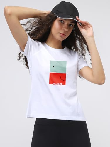 Image of Nobero Women's Graphic Printed T-Shirt | Regular Fit 180 GSM Cotton Tee for Women | Comfortable Round Neck Casual Wear