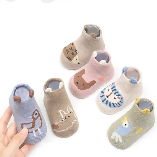 Baby Girls Non-Slip Cotton Ankle Socks - Infant Toddler Cartoon Grips 6 Pairs2