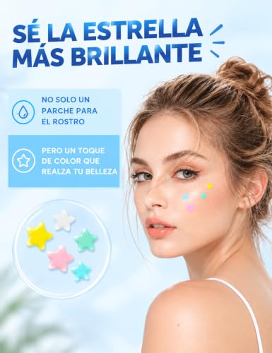 Miniatura 6 de Parches Granos Estrellas, Pimple Patches, 255 Uds 5 Colores Y 5 Tamaños 8,10,12,14,16 Mm , Acne Patch Hidrocoloides Pegatinas Granos Cara, Árbol De Té, Ácido Salicílico, Centella Asiática