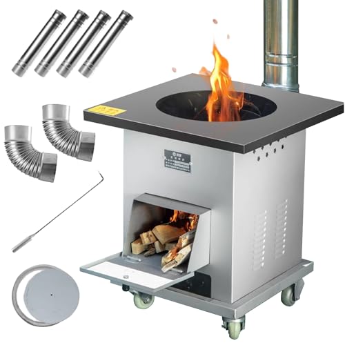 YXYLJOZ Estufa de leña Grande para Interiores para calefacción del hogar, Estufa de leña móvil y eficiente con Chimenea, Estufa de leña para Exteriores para calefacción del hogar (40cm(15.74in))