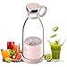 Blender Smoothie Makers, 350ml Tragbarer Mixer Mini Jug Blenders, Multifunktionaler persönlicher Mixer Fresh Juice Mixer Flasche To Go mit USB wiederaufladbar (Rosa)