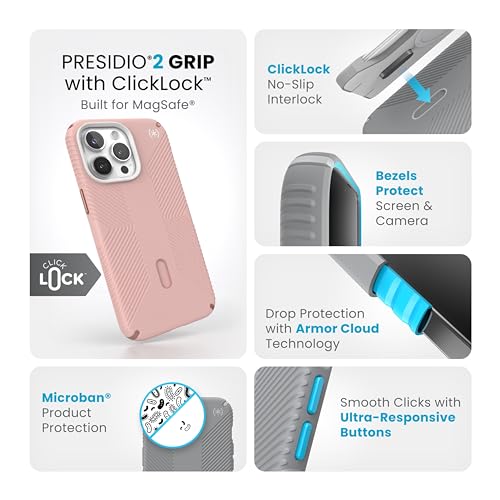 Coque iPhone 15 Pro Max Speck avec verrouillage ClickLock robuste rose - 3