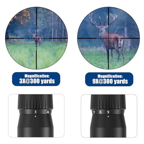 UUQ VibeShield Rifle Scope with Mil-dot Reticle - Shockproof SFP Optics for Hunting and Airsoft, Fit Large Caliber & High Recoil Guns, FMC Green Lens, 1-Inch Tube, Includes 20mm Mounts